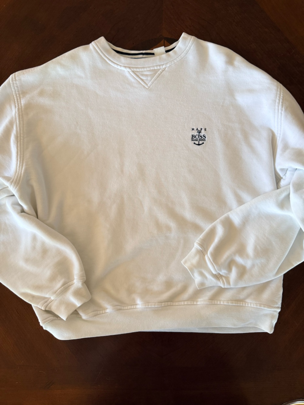 Vintage Hugo Boss White Summer collection Crewneck Sweatshirt with Navy Logo